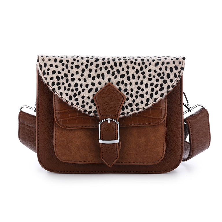 Cheetah crossbody tas bruin dierenprint - witte achtergrond