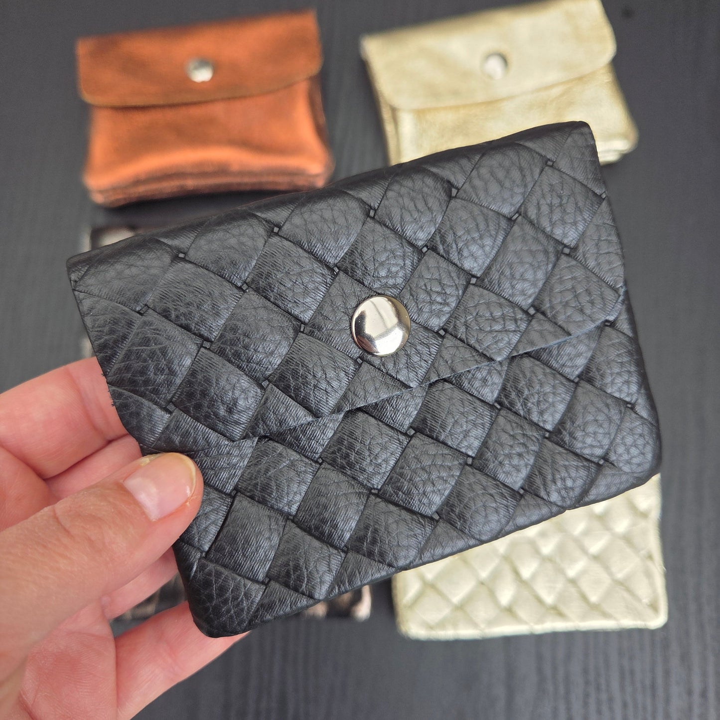 Holly Leren Portemonnee - Compact 8x10,5cm kleur zwart