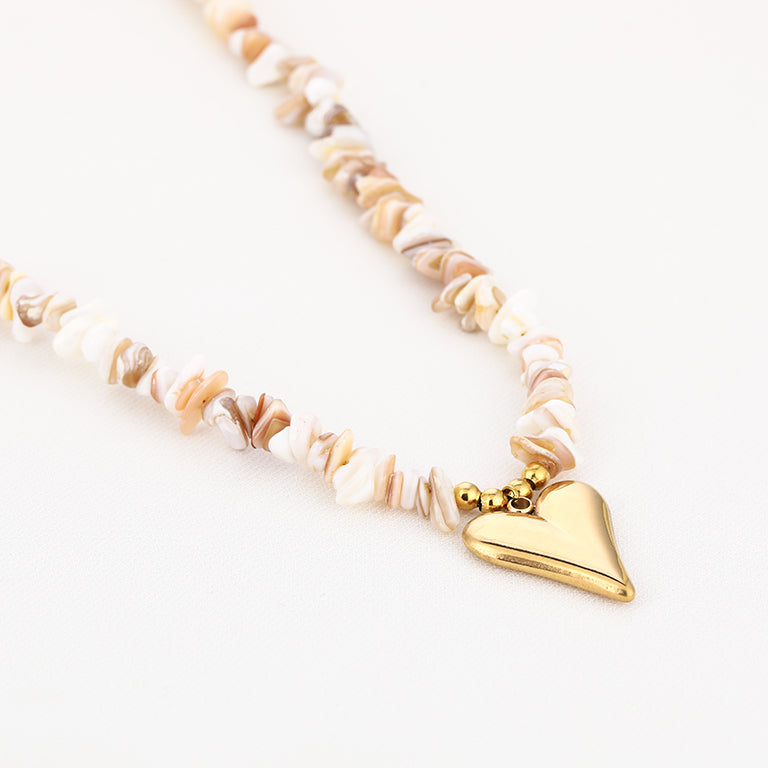 Kralen ketting met hartje - in diverse kleuren verkrijgbaar