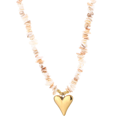 Kralen ketting met hartje - in diverse kleuren verkrijgbaar