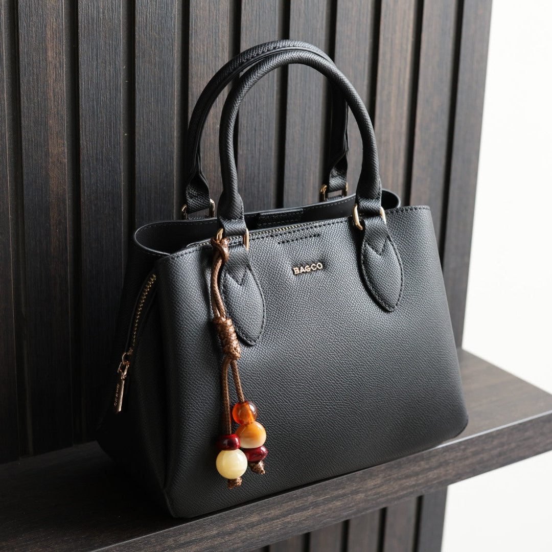 Handtas zwart 3 vakken, crossbody