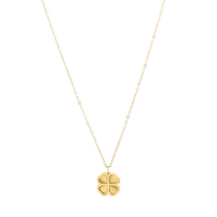 Klavertje ketting goud stainless steel