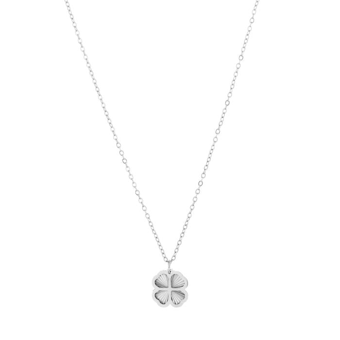 Klavertje ketting zilver stainless steel