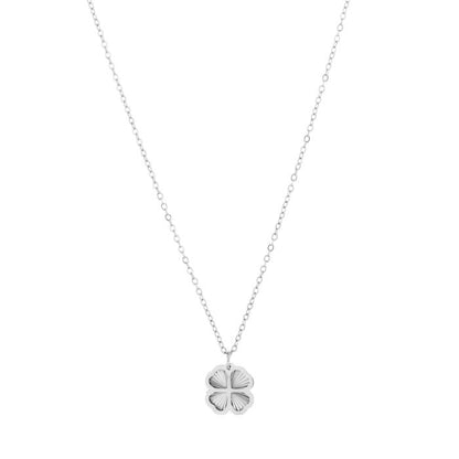 Klavertje ketting zilver stainless steel