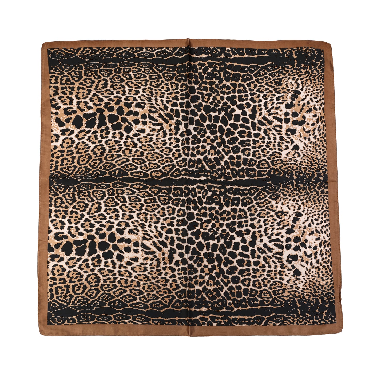 Leopard Luxe modesjaaltje 70x70cm bruin zwart leopard print