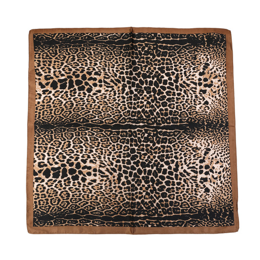 Leopard Luxe modesjaaltje 70x70cm bruin zwart leopard print