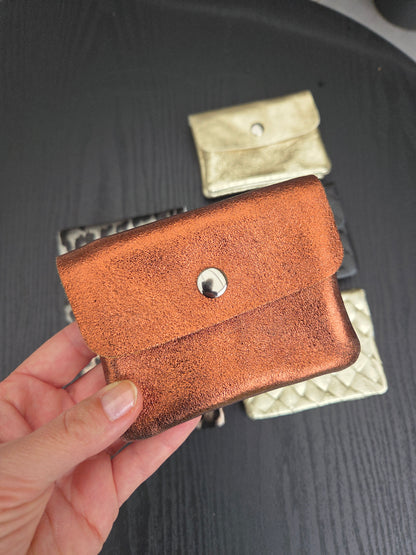 Holly Leren Portemonnee - Compact 8x10,5cm kleur brons goud