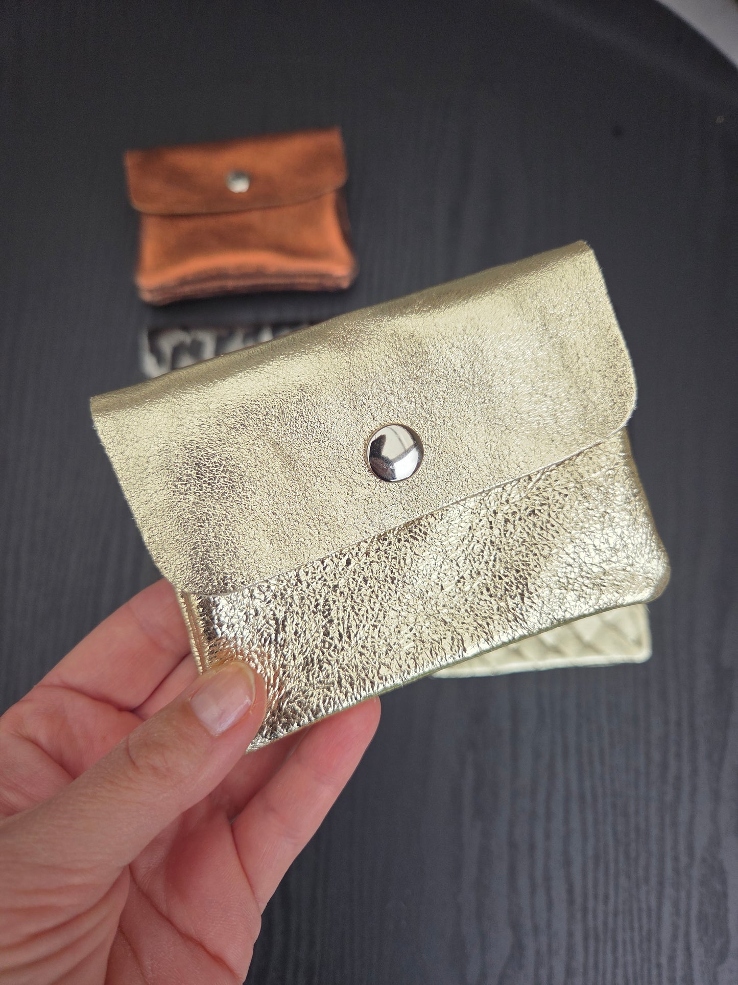 Holly Leren Portemonnee - Compact 8x10,5cm kleur goud