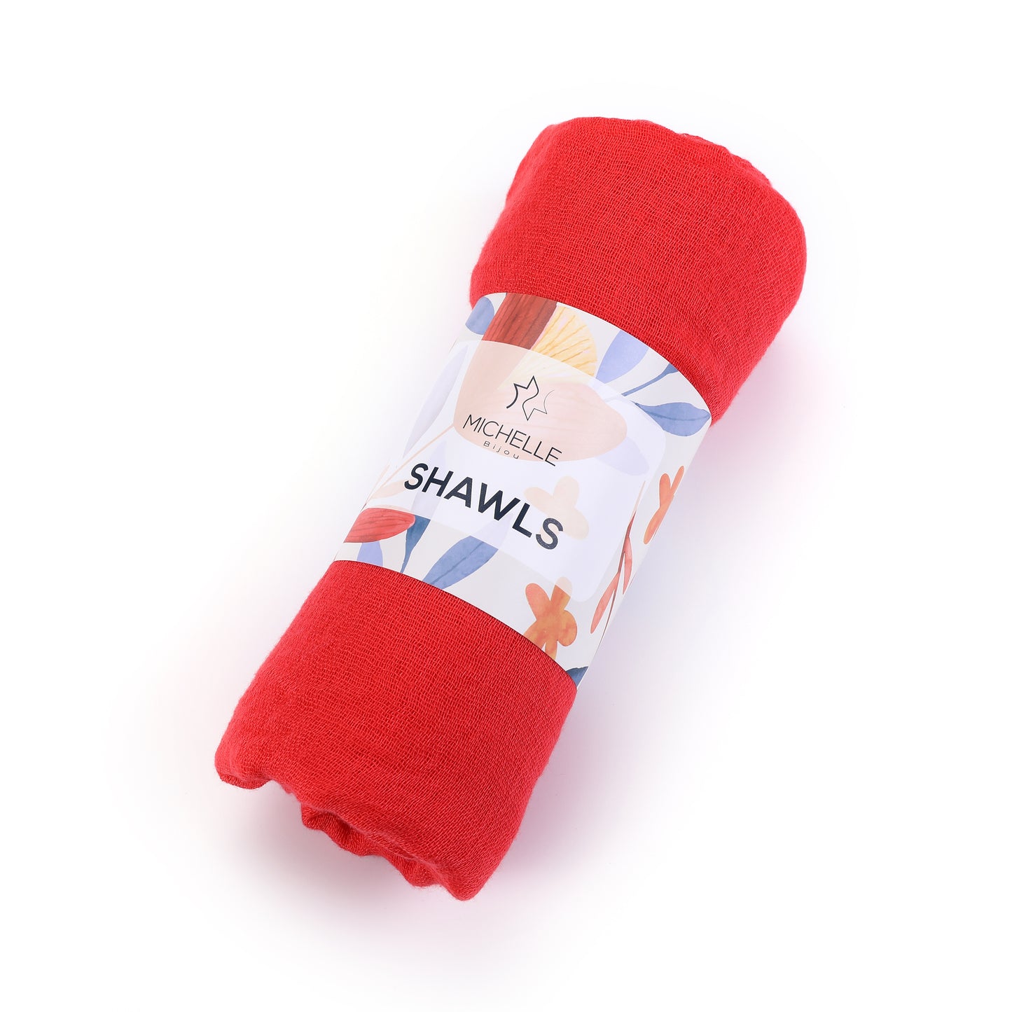 Dun sjaaltje roze / rood in rol verpakking witte achtergrond
