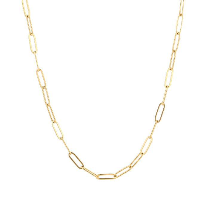 Schakelketting basis in goud op witte achtergrond stainless steel