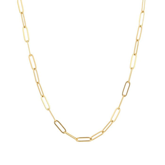 Schakelketting basis in goud op witte achtergrond stainless steel