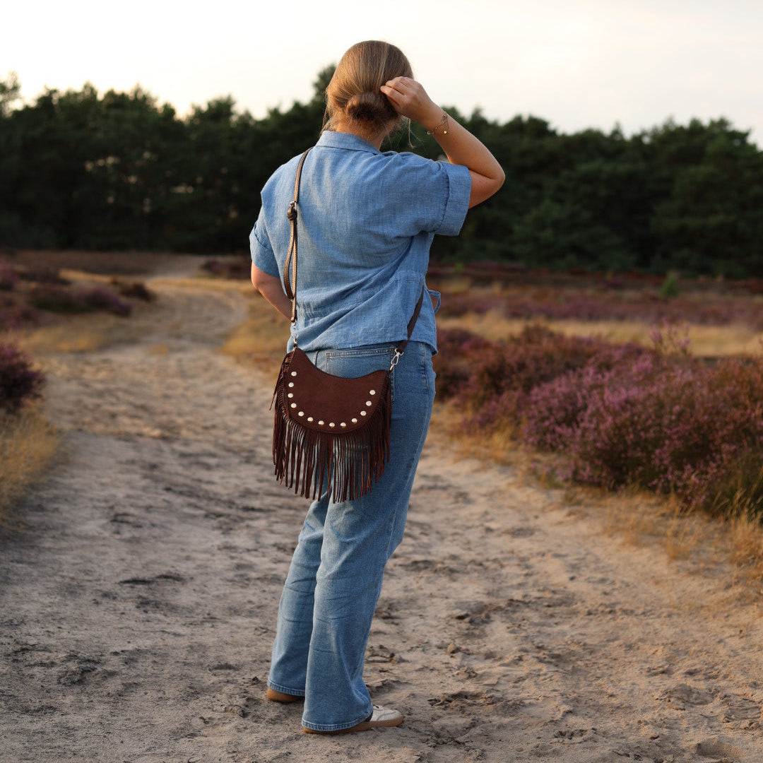 Bruin Camel tasje op model